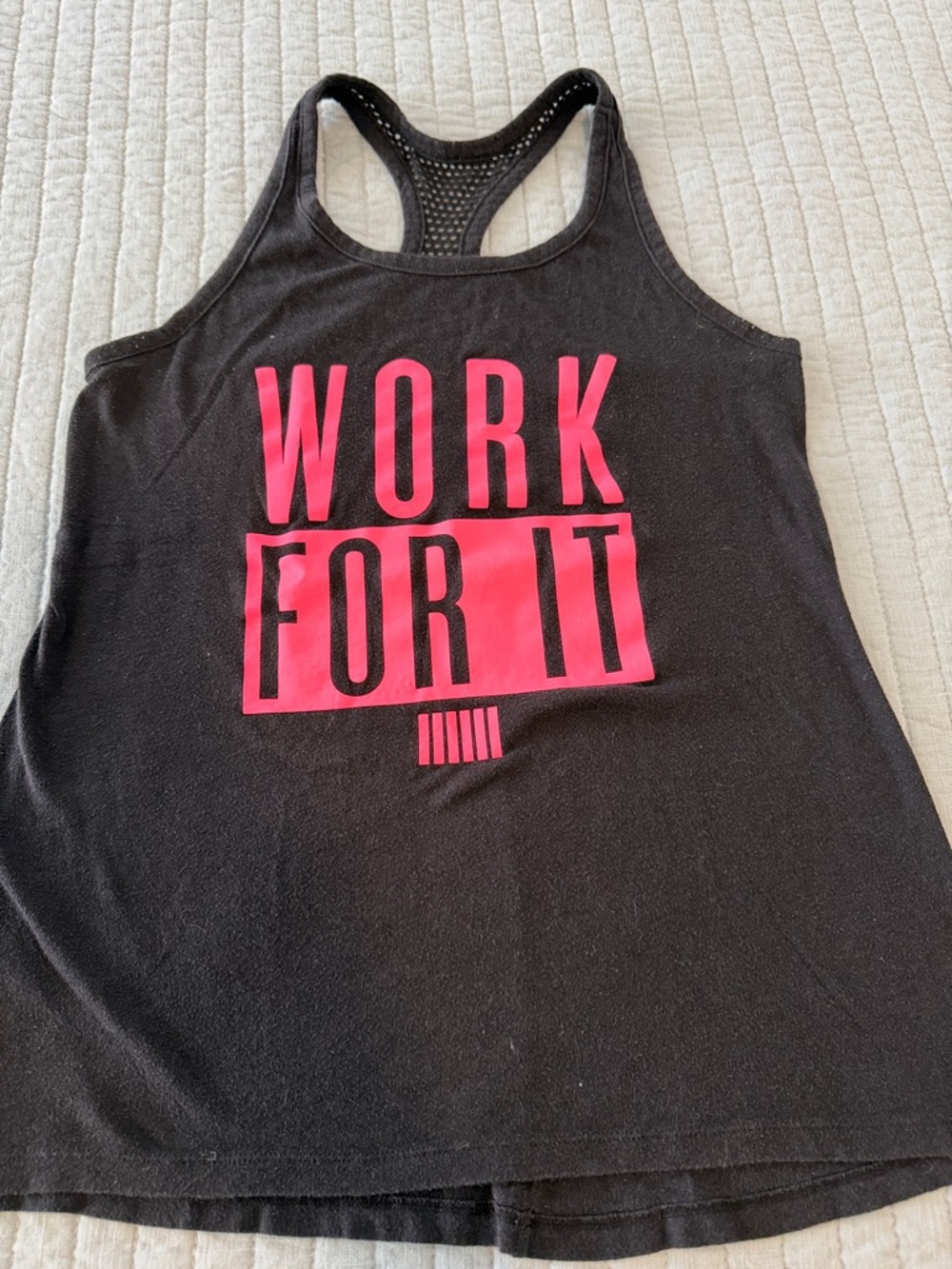 Victoria's Secret Black Racerback Tank with Hot Pink WORK FOR IT Graphic